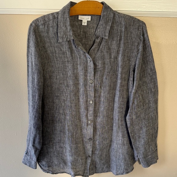 J. Jill Tops - J. Jill Love Linen Slate Gray Linen Button-Down Shirt